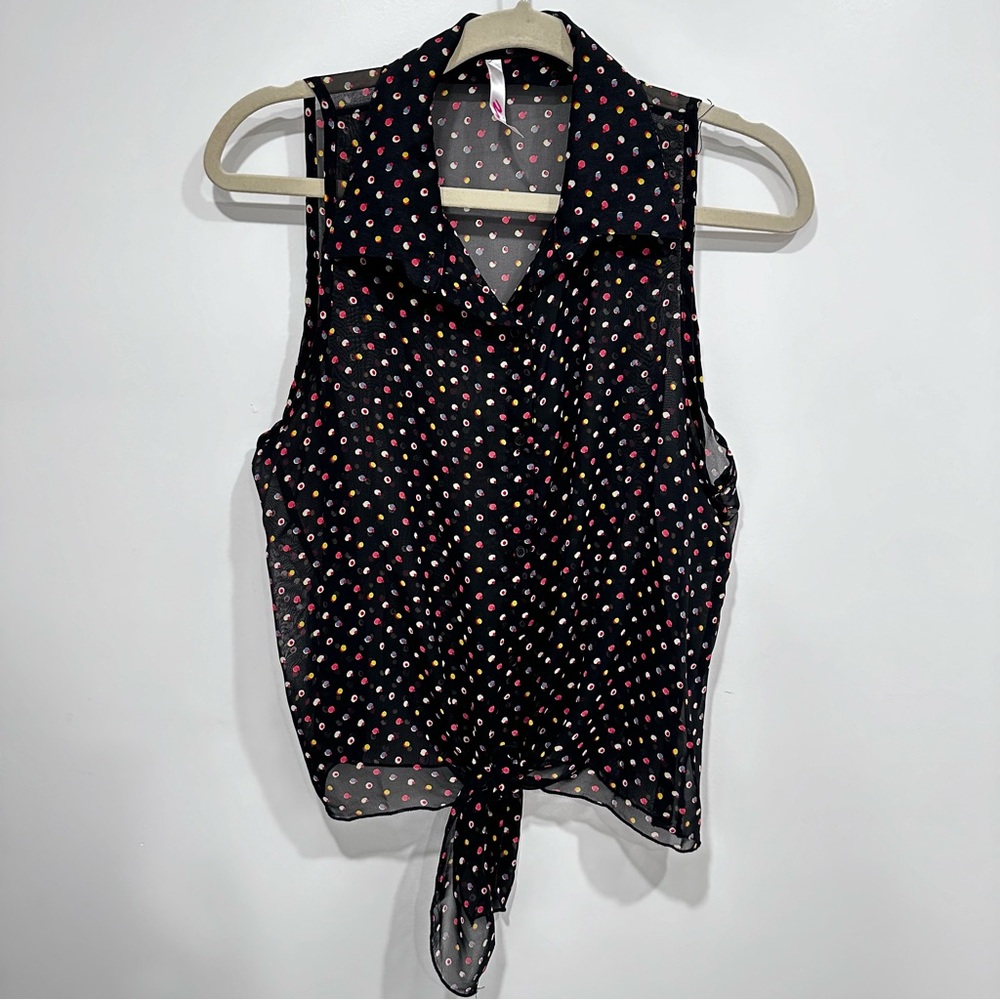 Black Shear Multicoloured Polkadotted Top